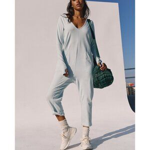 Free People Hot Shot Onesie Artic Blue Hooded Long Sleeve